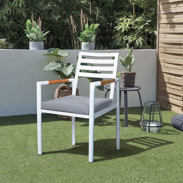 Hokku Designs Allenwood Outdoor Stacking Dining Armchair with Cushion